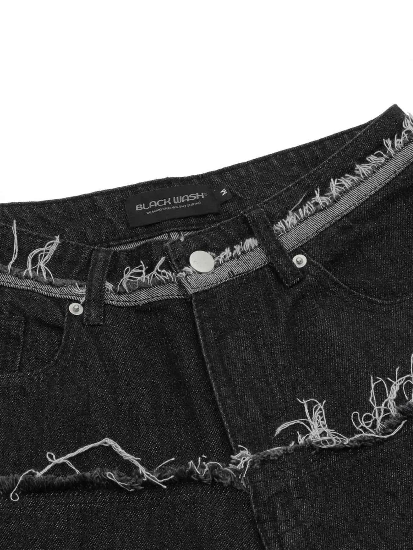 Men's Raw Hem Denim Bermuda Shorts with Contrast Cuffs