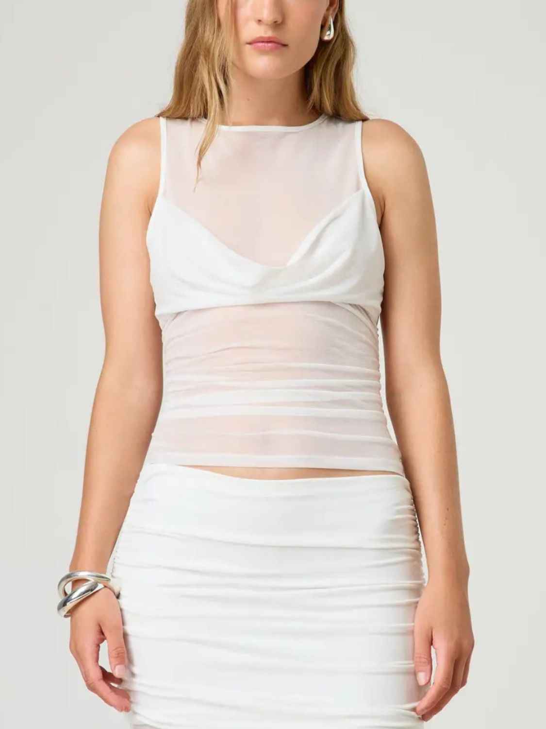 Ruched Round Neck Tank - Damned Threads