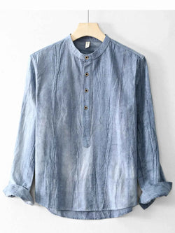 Men's Plus Size Button Front Long Sleeve Blouse
