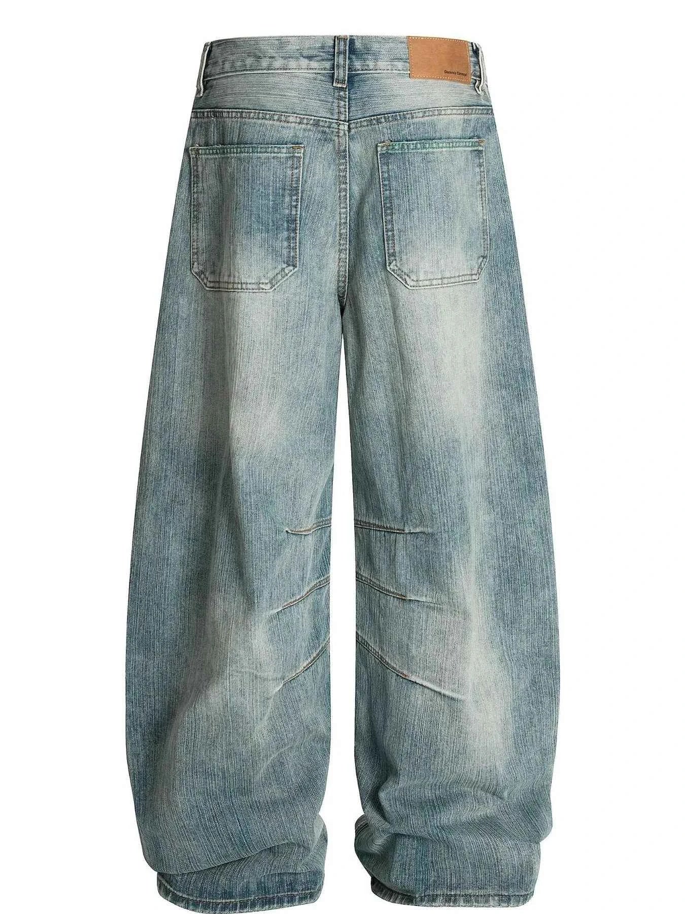 Men's High Waist Washed Curved Jeans
