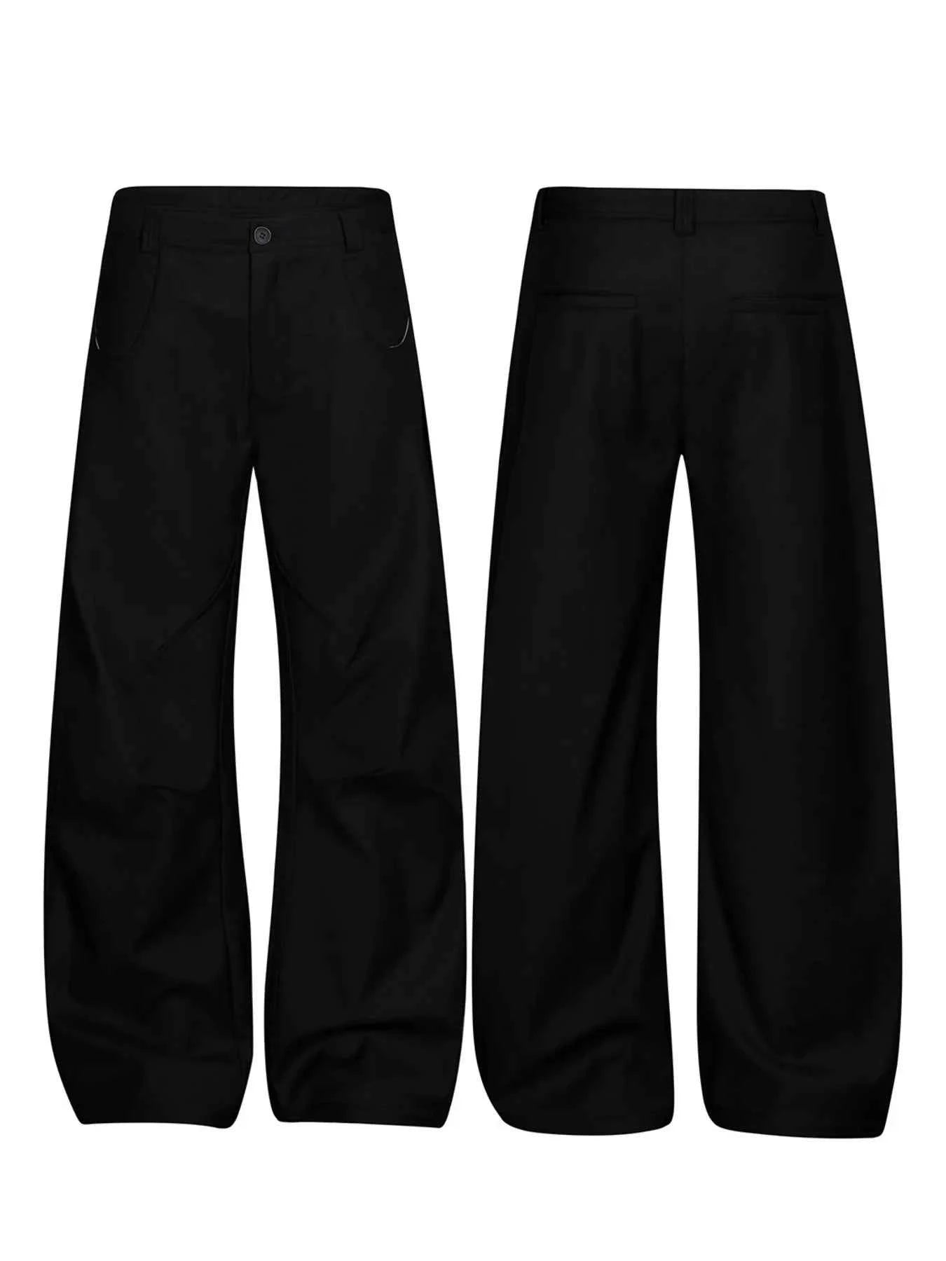 Men's Curved Pants with Relaxed Fit Design