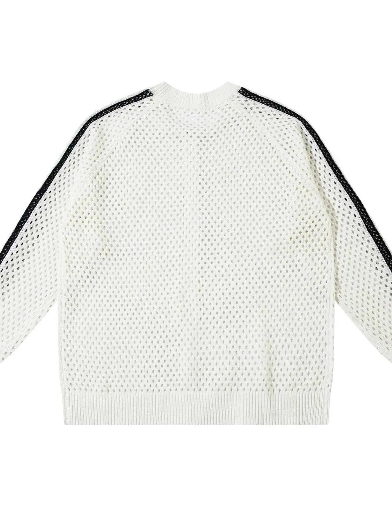 Men's Mesh Knit Zip-Up Cardigan with Stripe Detail