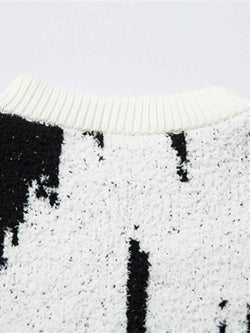 Men's Contrast Round Neck Long Sleeve Sweater
