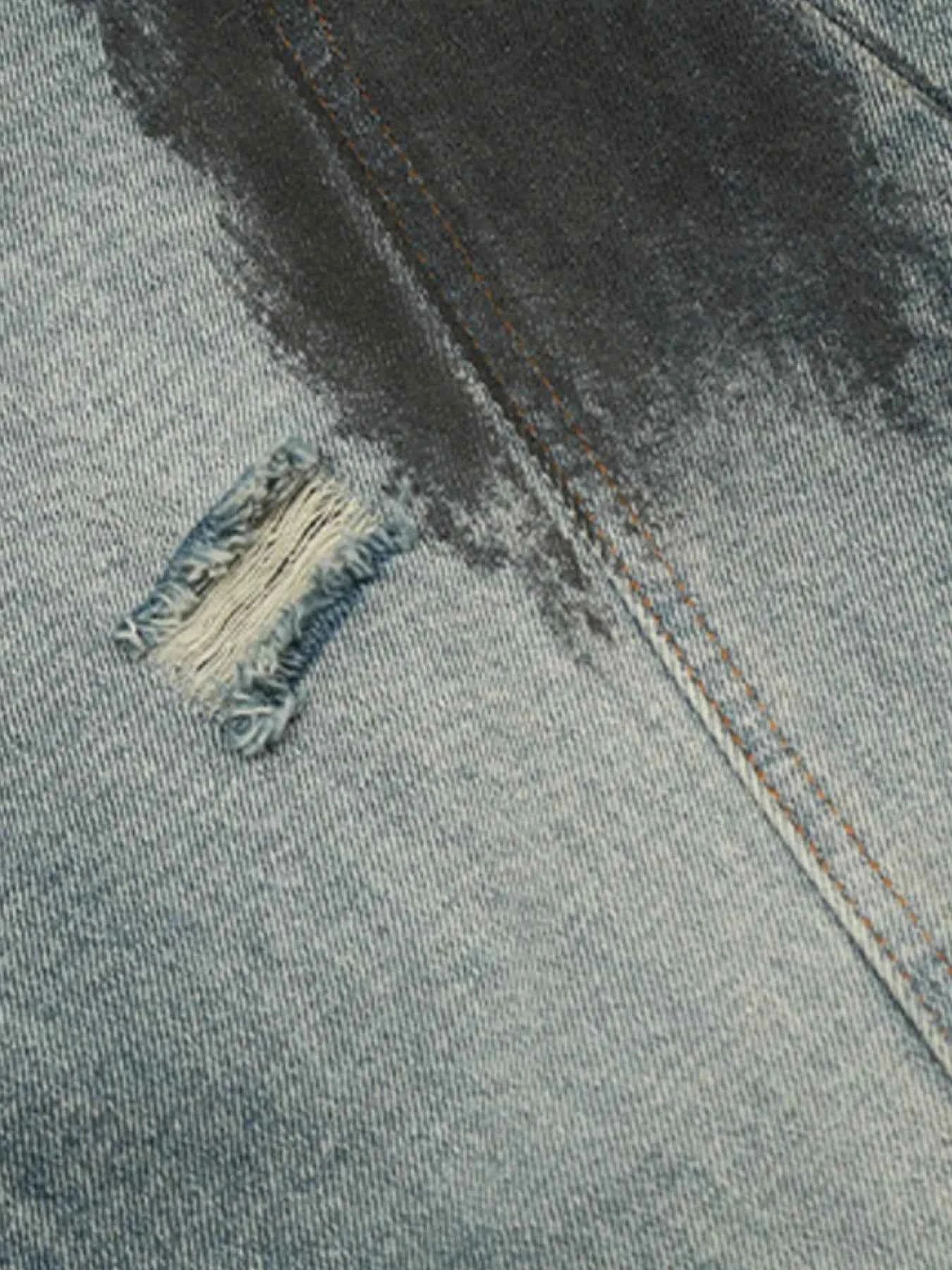 Men's Distressed Wide Leg Acid Wash Jeans