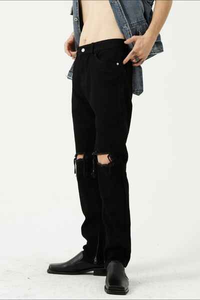 Distressed Mid Rise Jeans with Pockets - Damned Threads
