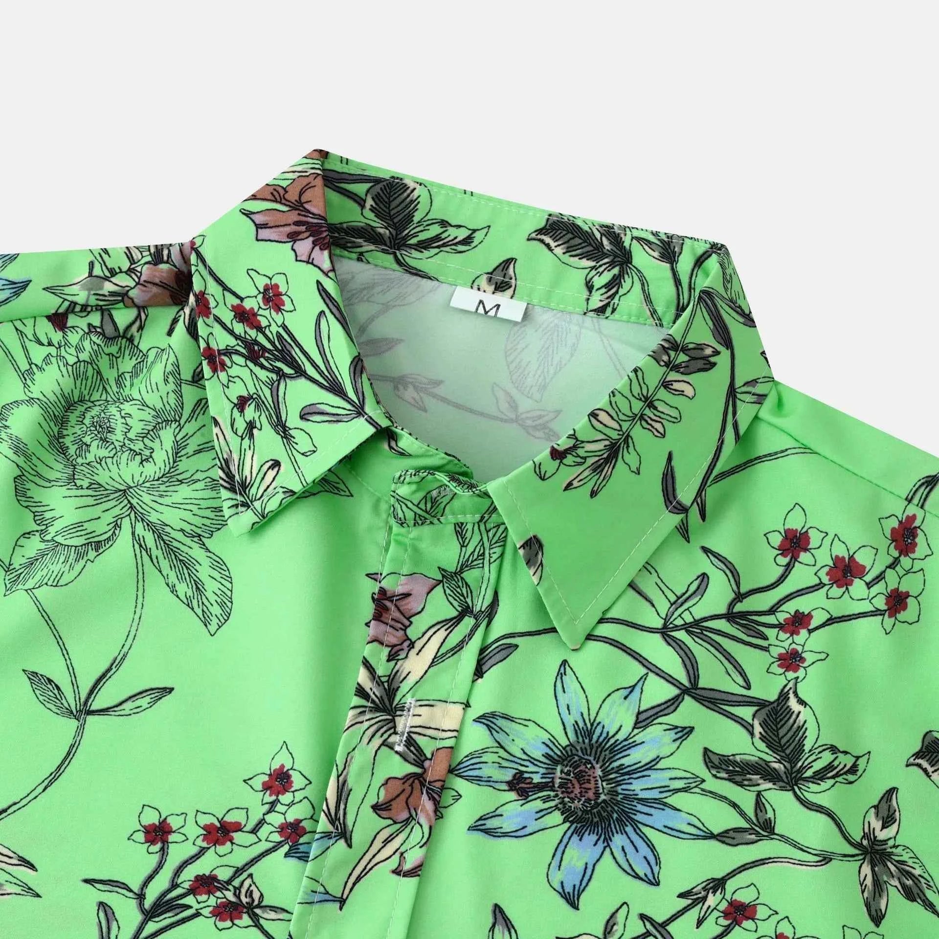 Men's Plus Size Floral Print Short Sleeve Button Down Casual Shirt