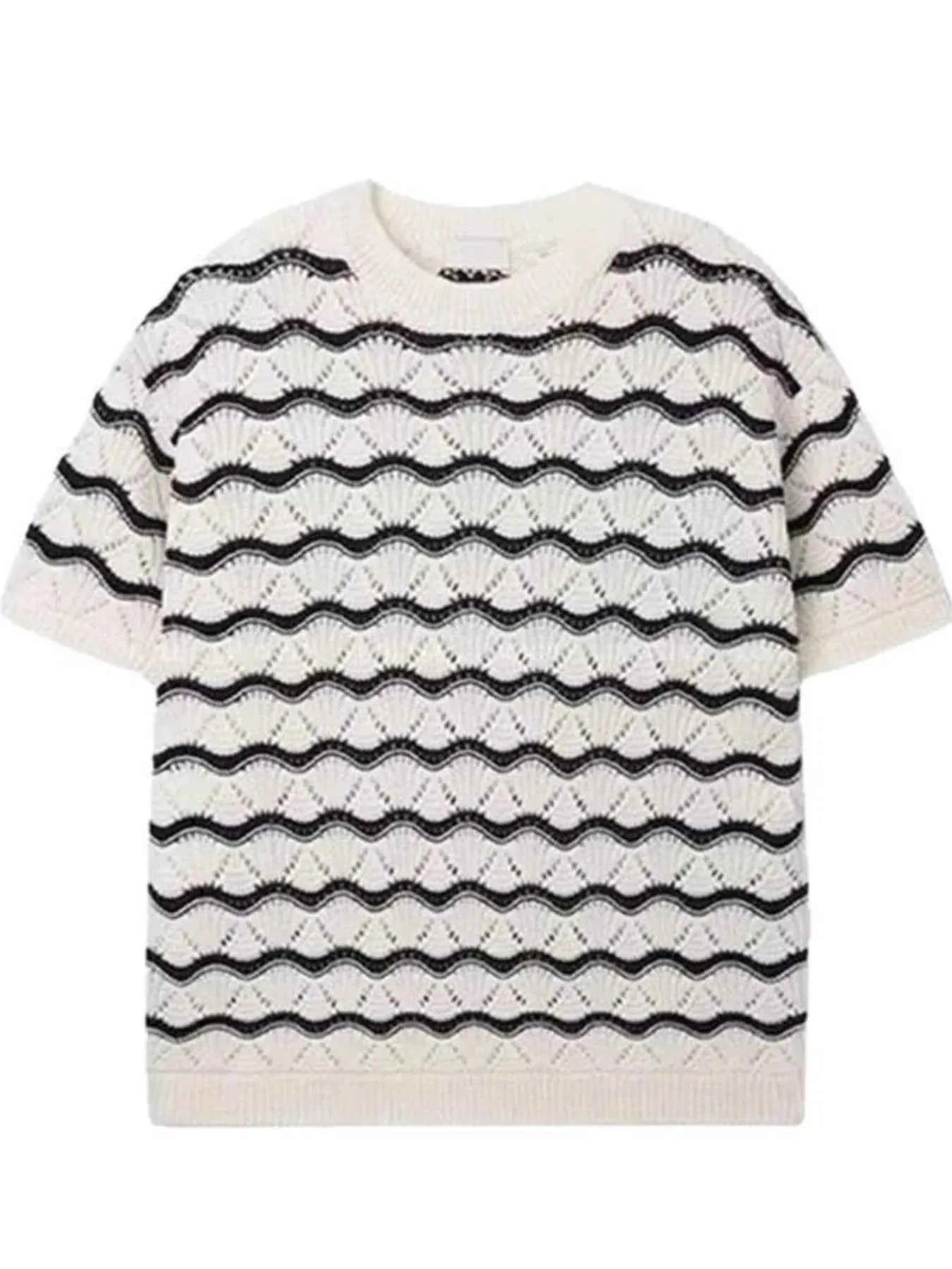 Men's Plus Size Wavy Stripe Contrast Knit Top