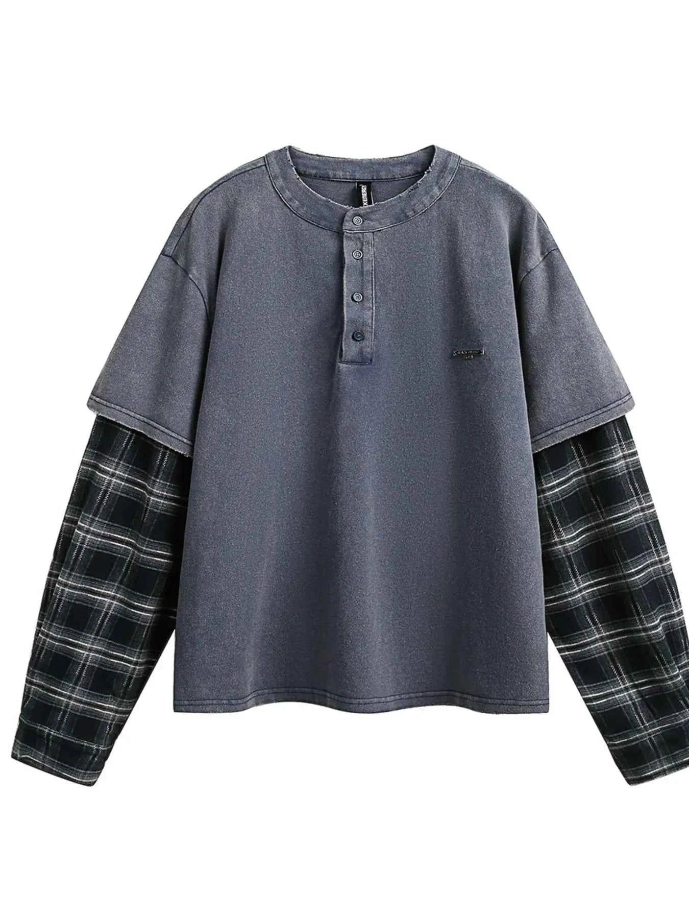 Men's Plaid Long Sleeve Henley Sweatshirt