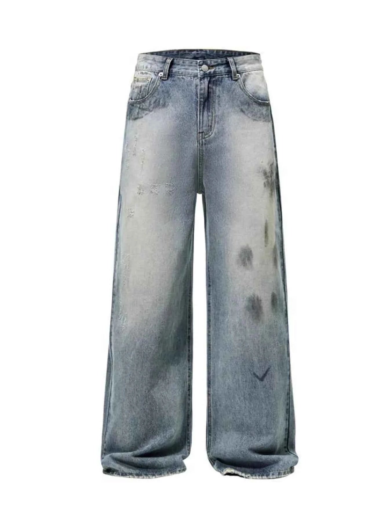 Men's Full Size Wash Wide Leg Jeans Plus Size