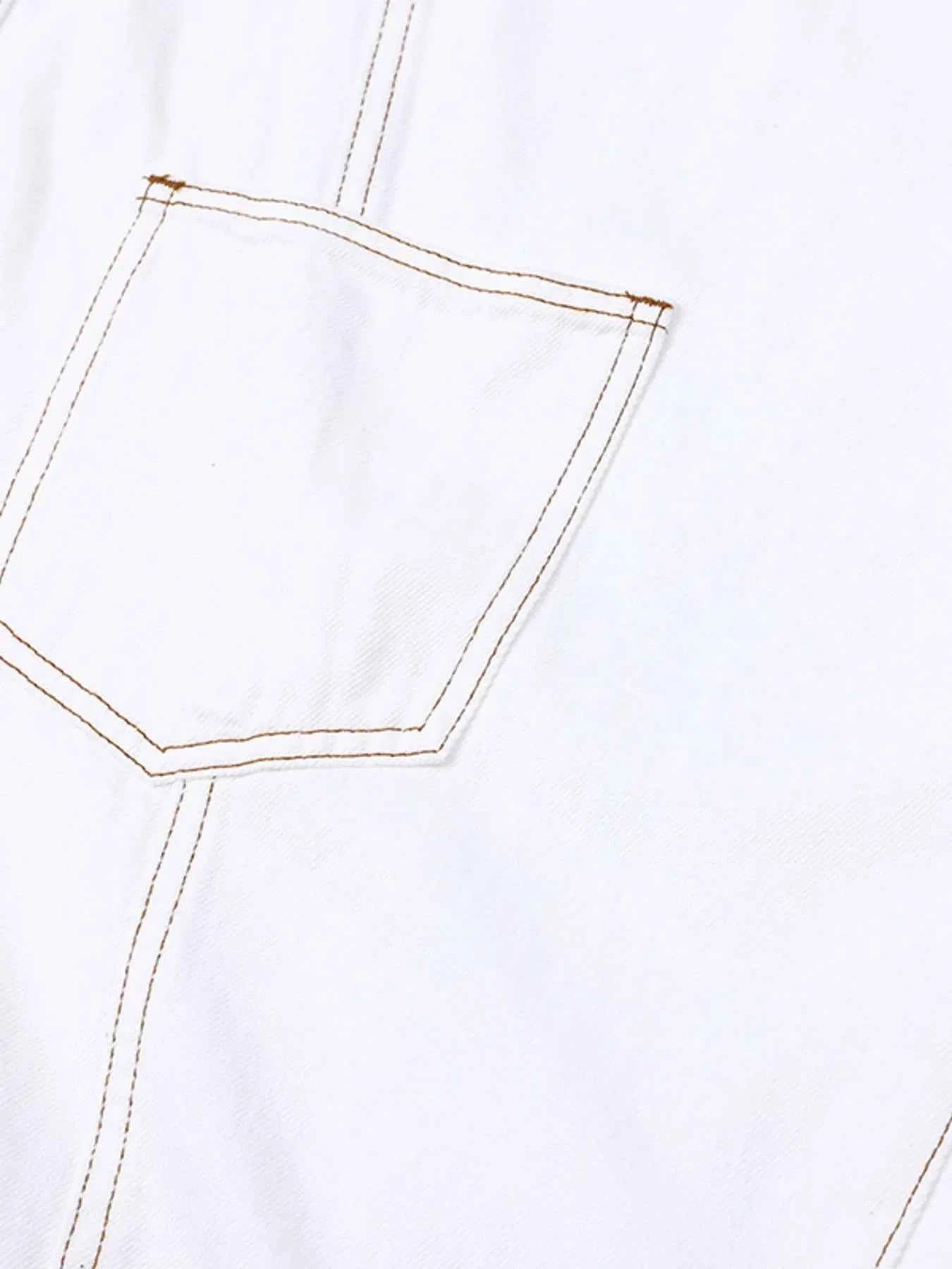 Men's Cargo Curved Jeans with Contrast Stitching