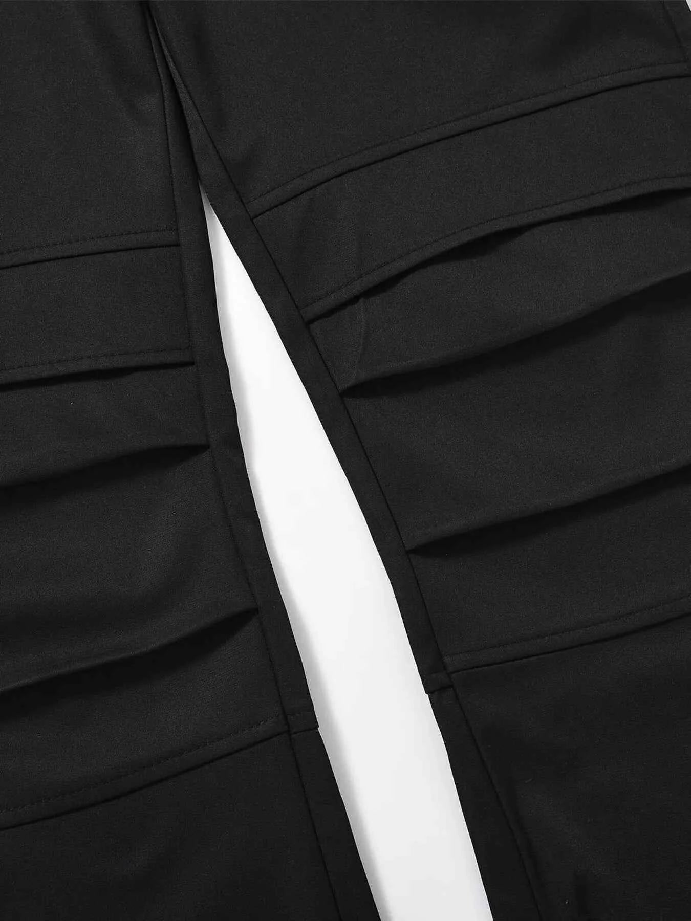 Men's Slim Straight Pants with Ruched Detail