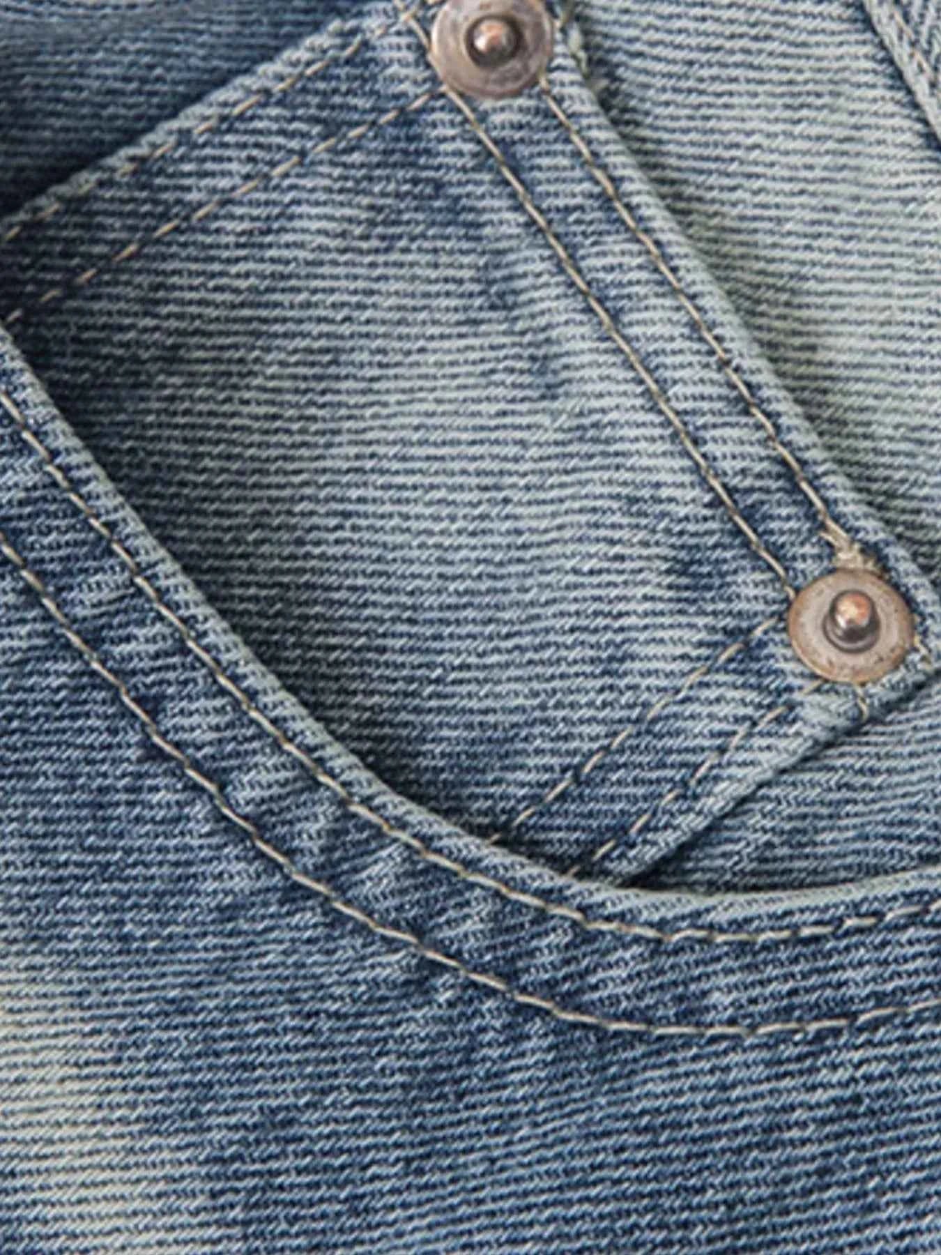 Men's High Waist Wide Leg Washed Jeans