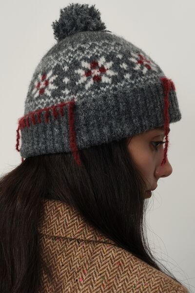 Seam Trim Geometric Knit Hat - Damned Threads