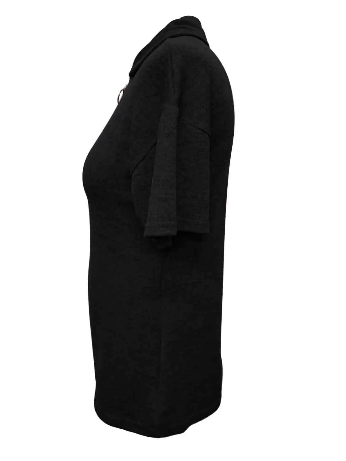 Zip Collar Short Sleeve Top - Damned Threads