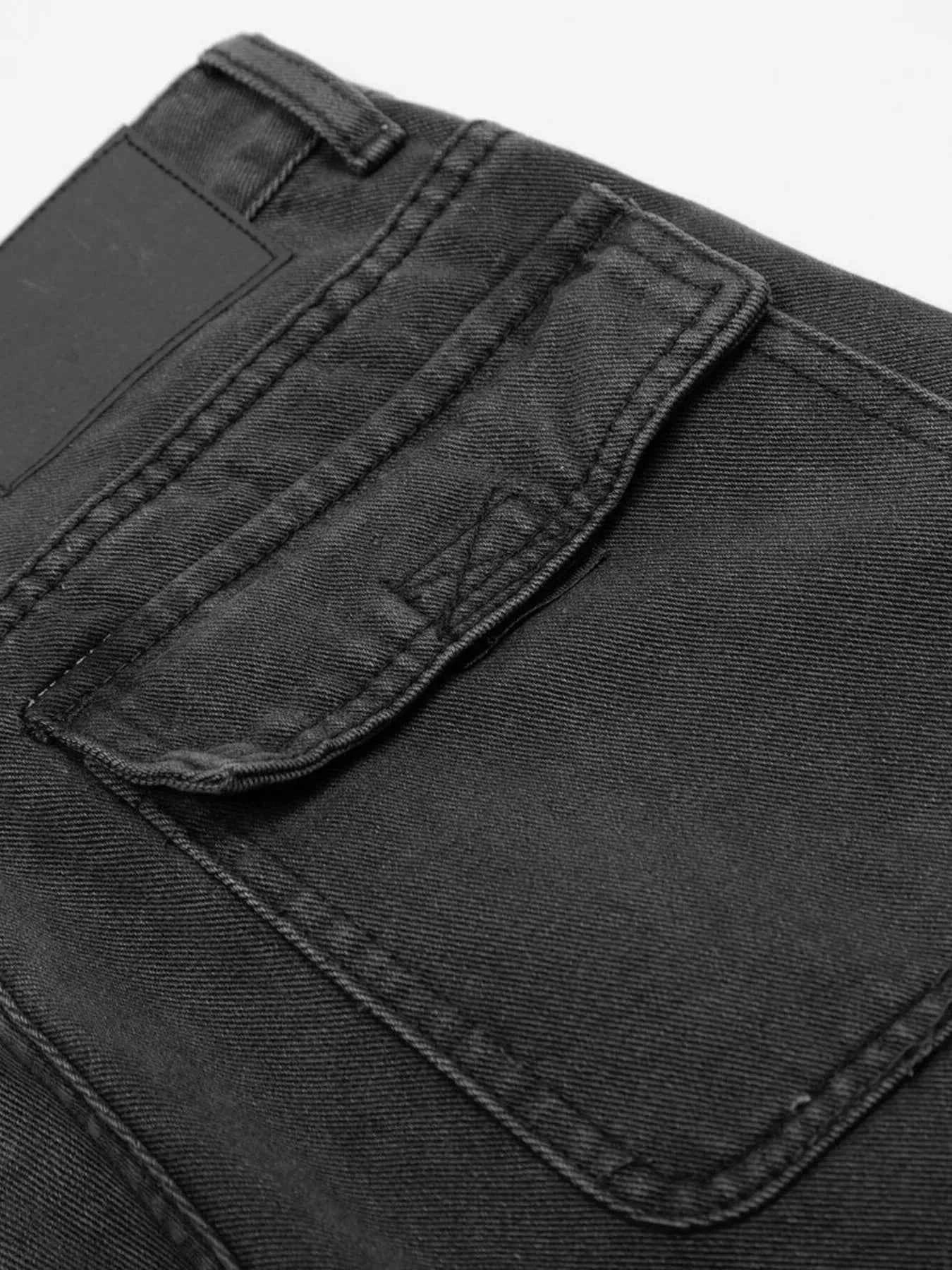 Men's Multi-Pocket Cargo Jeans with Zipper Details