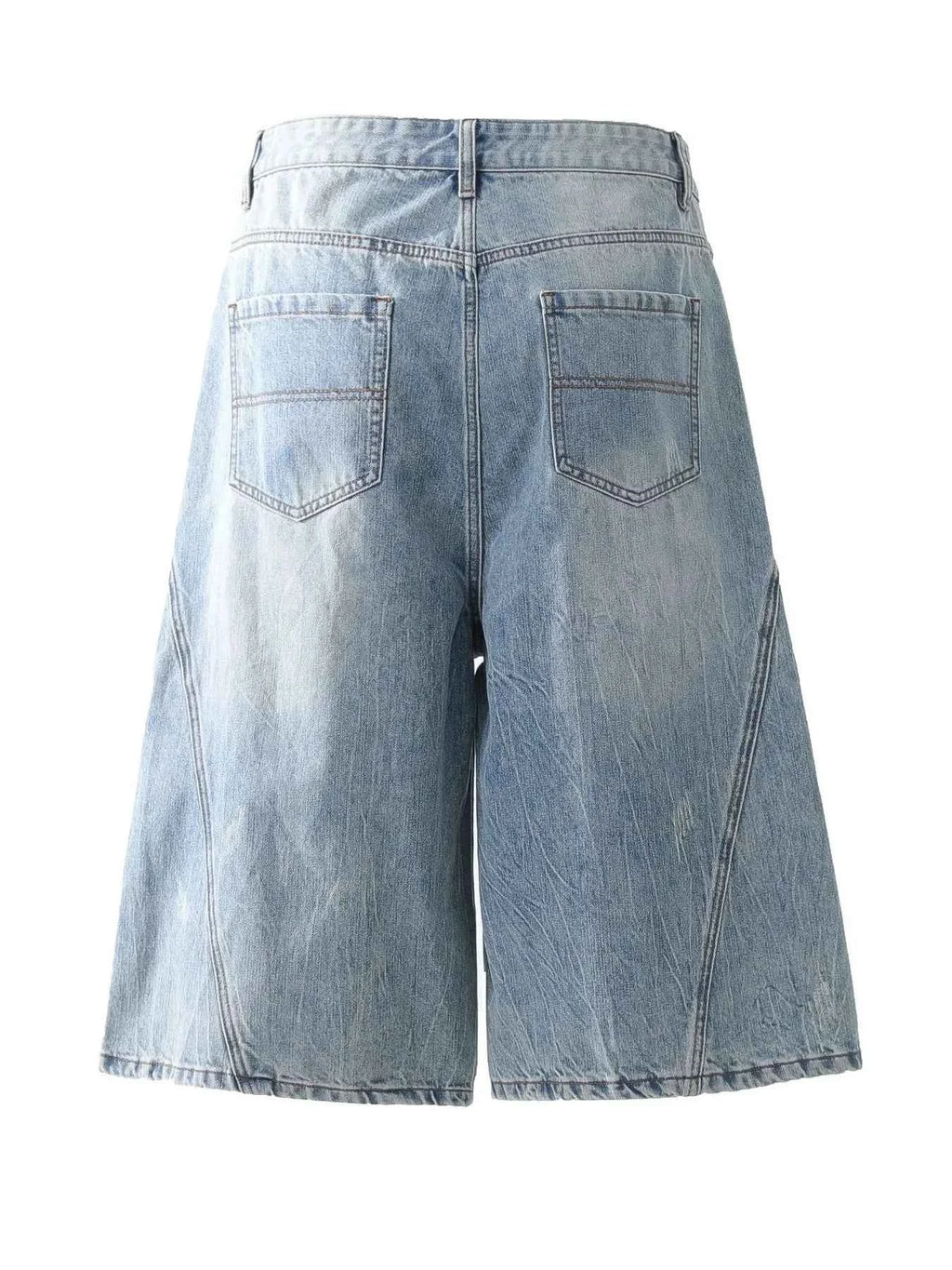 Men's Vintage Washed Wide Leg Denim Shorts