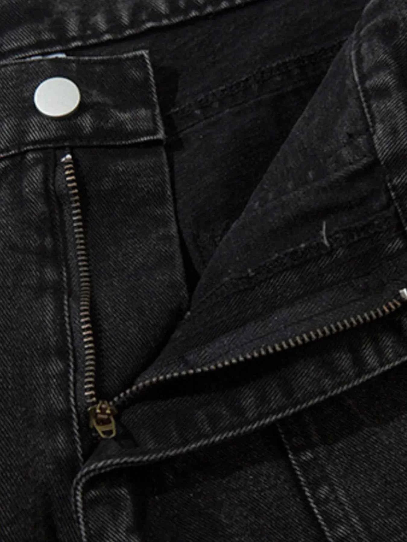 Men's Wide Leg Cargo Denim Jeans with Multi Pockets