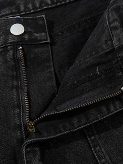 Men's Wide Leg Cargo Denim Jeans with Multi Pockets