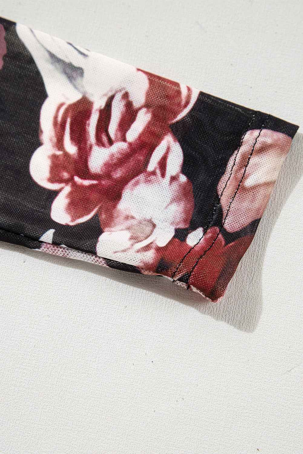 Floral Mock Neck Long Sleeve Mesh Top - Damned Threads