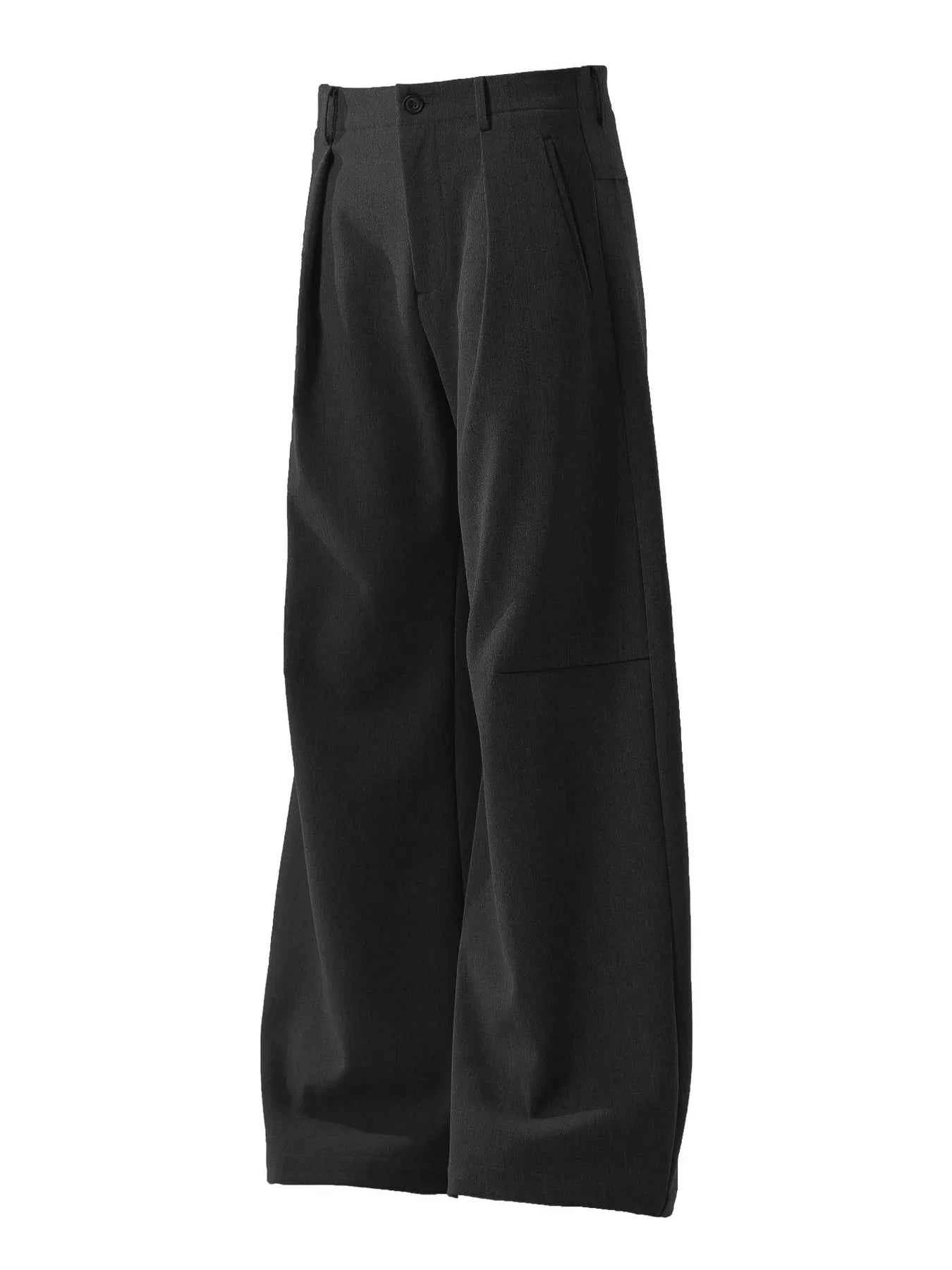 Men's High Waist Pleated Curved Pants