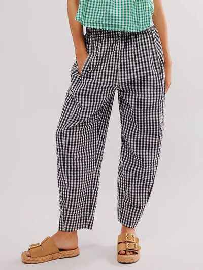 Plaid Elastic Waist Pants - Damned Threads