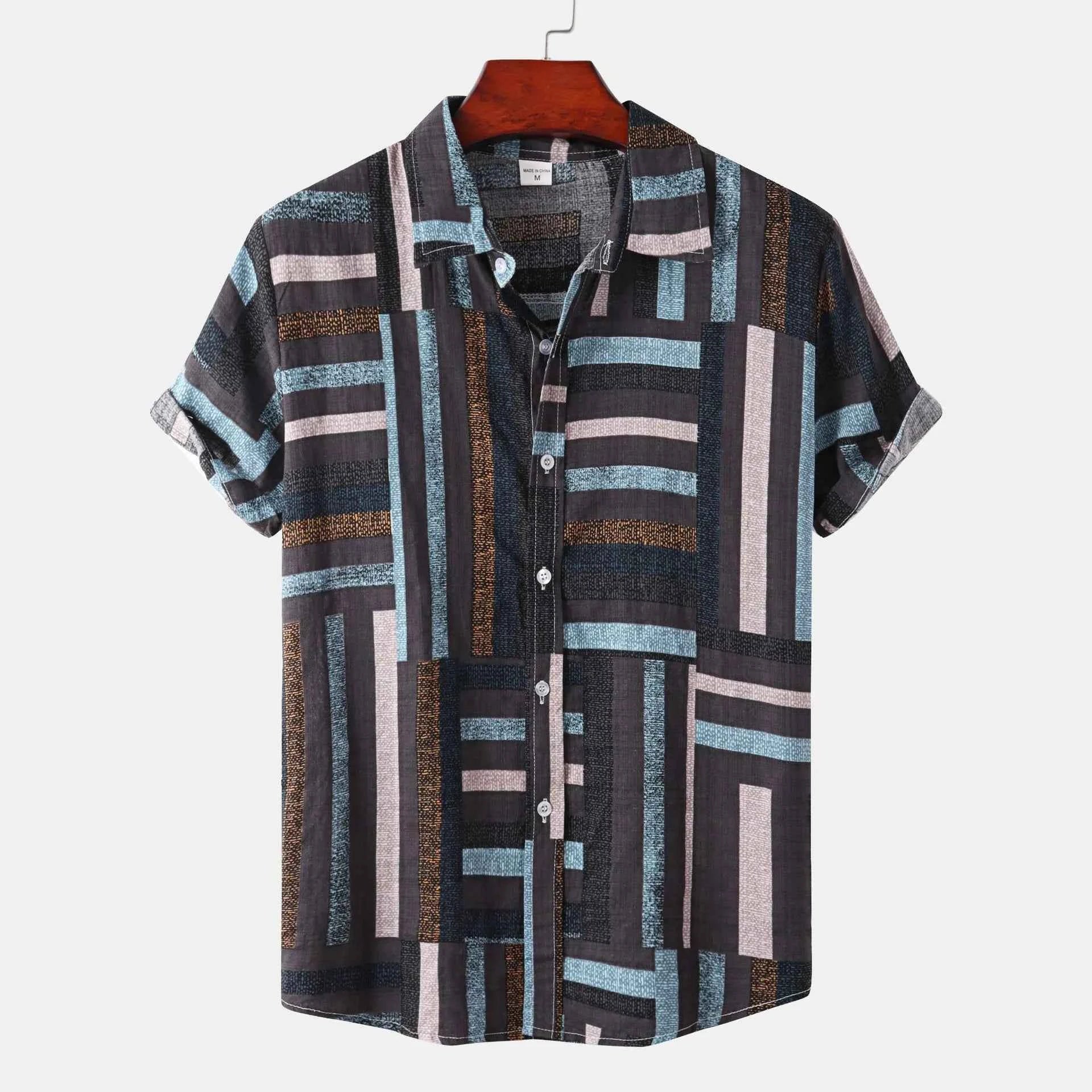 Men's Plus Size Short Sleeve Button-Down Casual Shirt