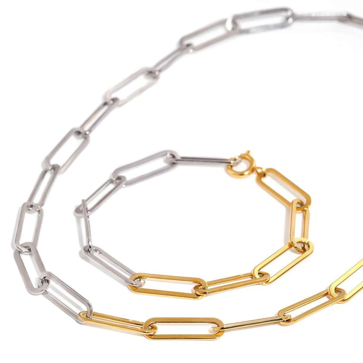 18K Gold Circular Chain With Gold And Silver Color Contrasting Design - Damned Threads