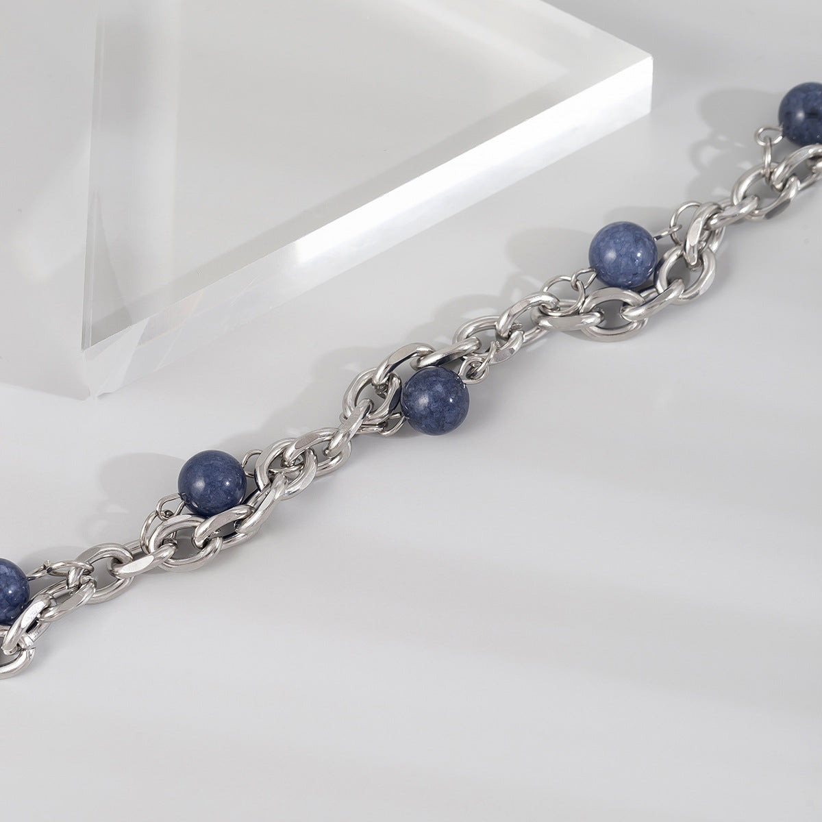 Blue Bead & Chain bracelet - Damned Threads