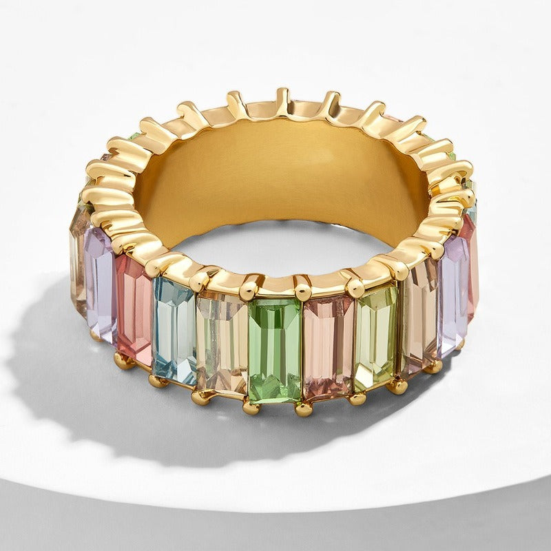 18K Gold Colorful Gem-Stacked Ring - Damned Threads