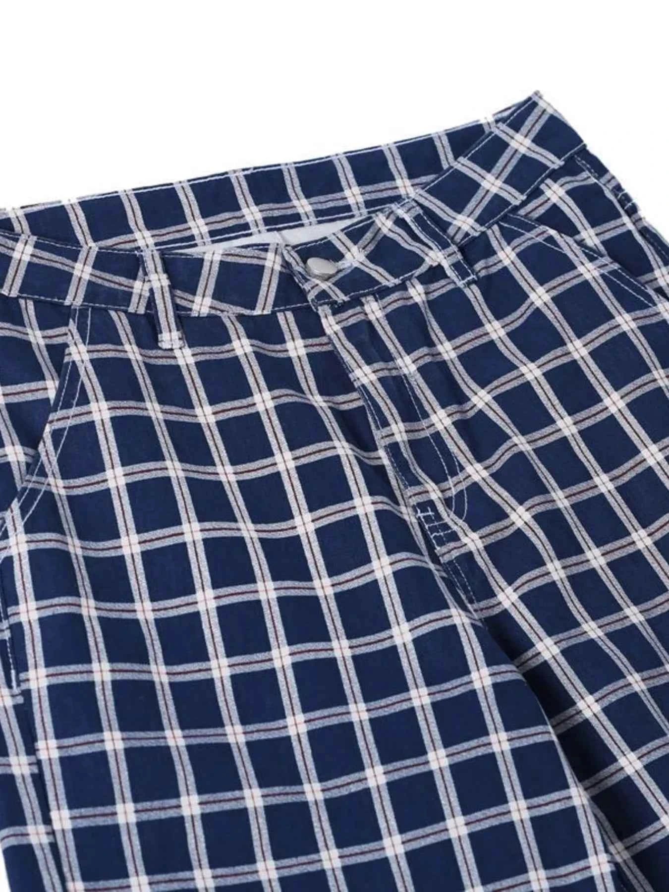 Men's Plaid Wide Leg Pants