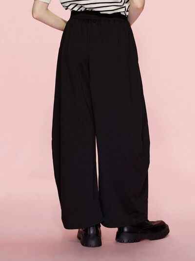 Elastic Waist Wide Leg Pants with Pockets - Damned Threads