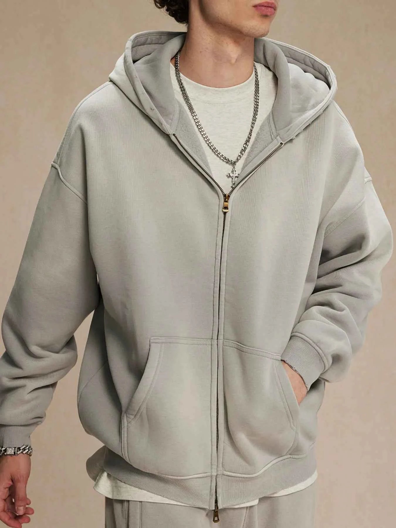 Men's Oversized Casual Zip-Up Hoodie