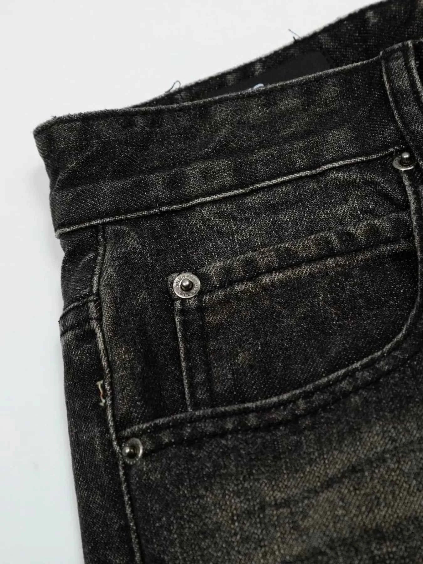 Men's Distressed Washed Straight Jeans