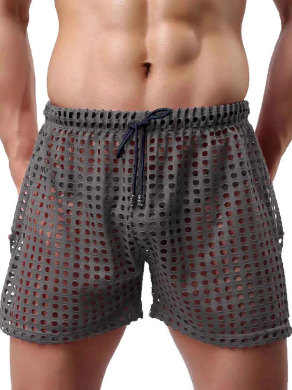 Men's Openwork Drawstring Shorts