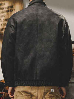 Men's Plus Size Zip Up Stand Collar Biker Jacket - Damned Threads