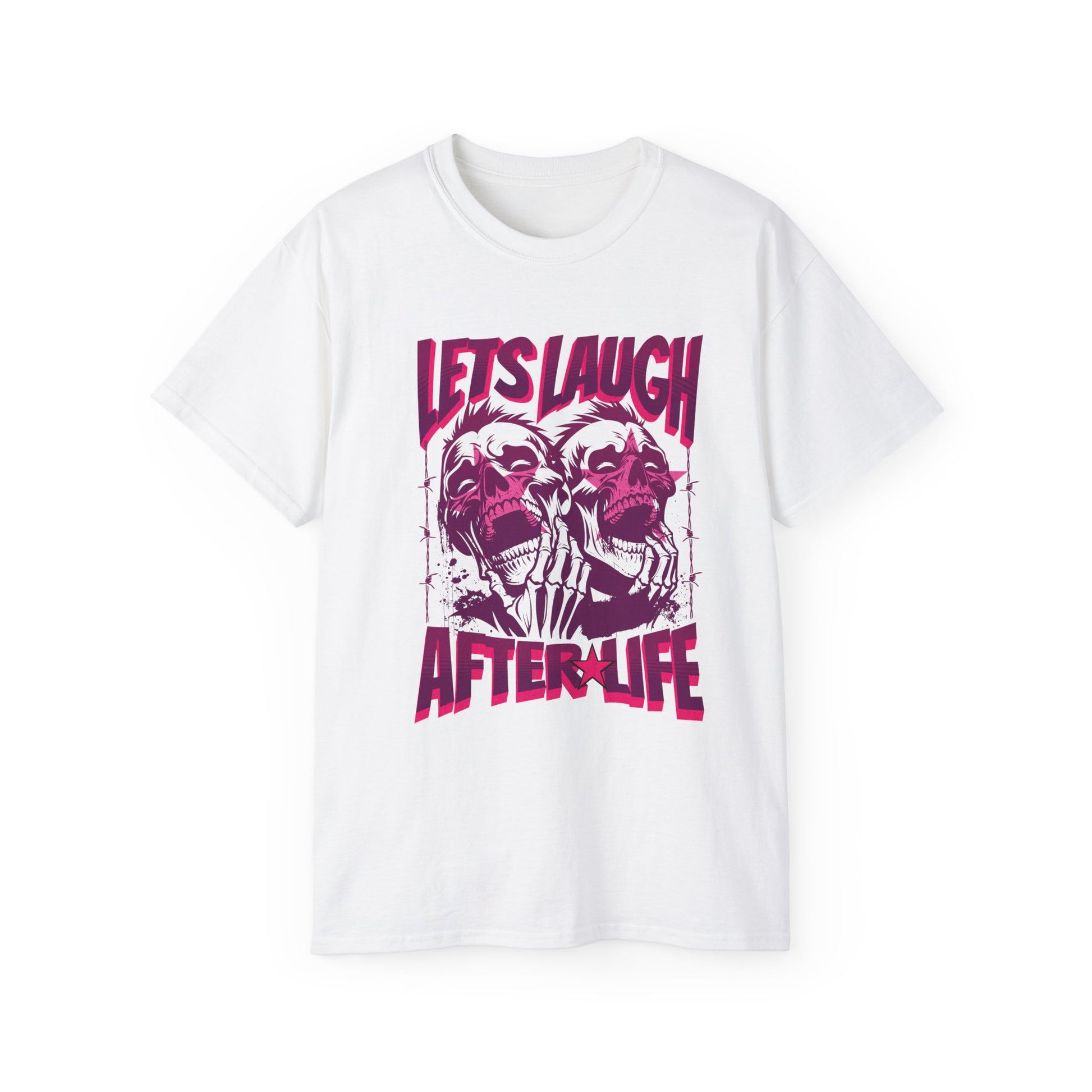 Let's Laugh After Life - Unisex Cotton Crew Tee (Front) - Prime Zone