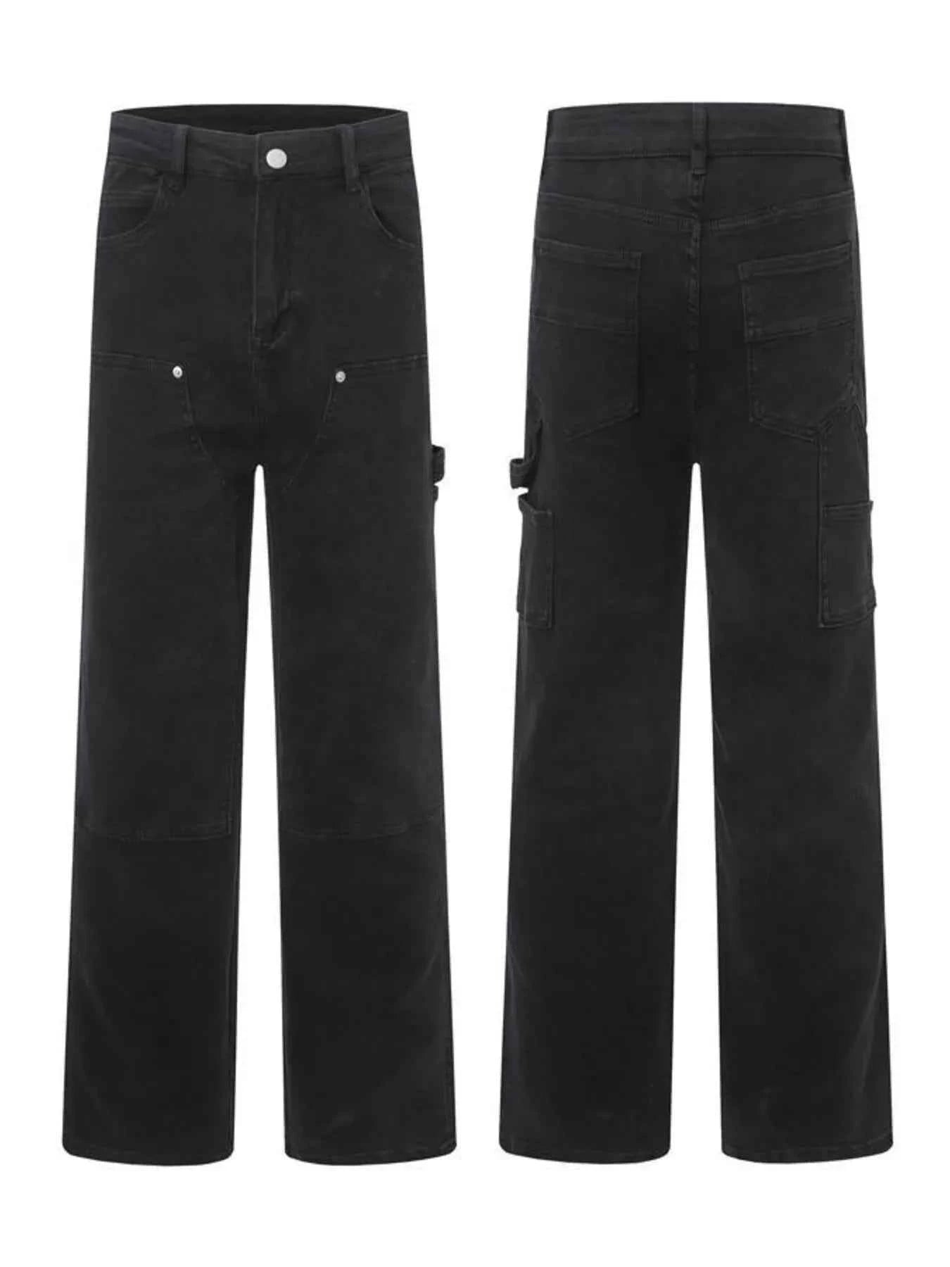 Men's High Waist Straight Leg Cargo Jeans