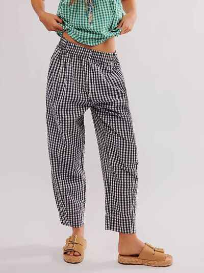 Plaid Elastic Waist Pants - Damned Threads