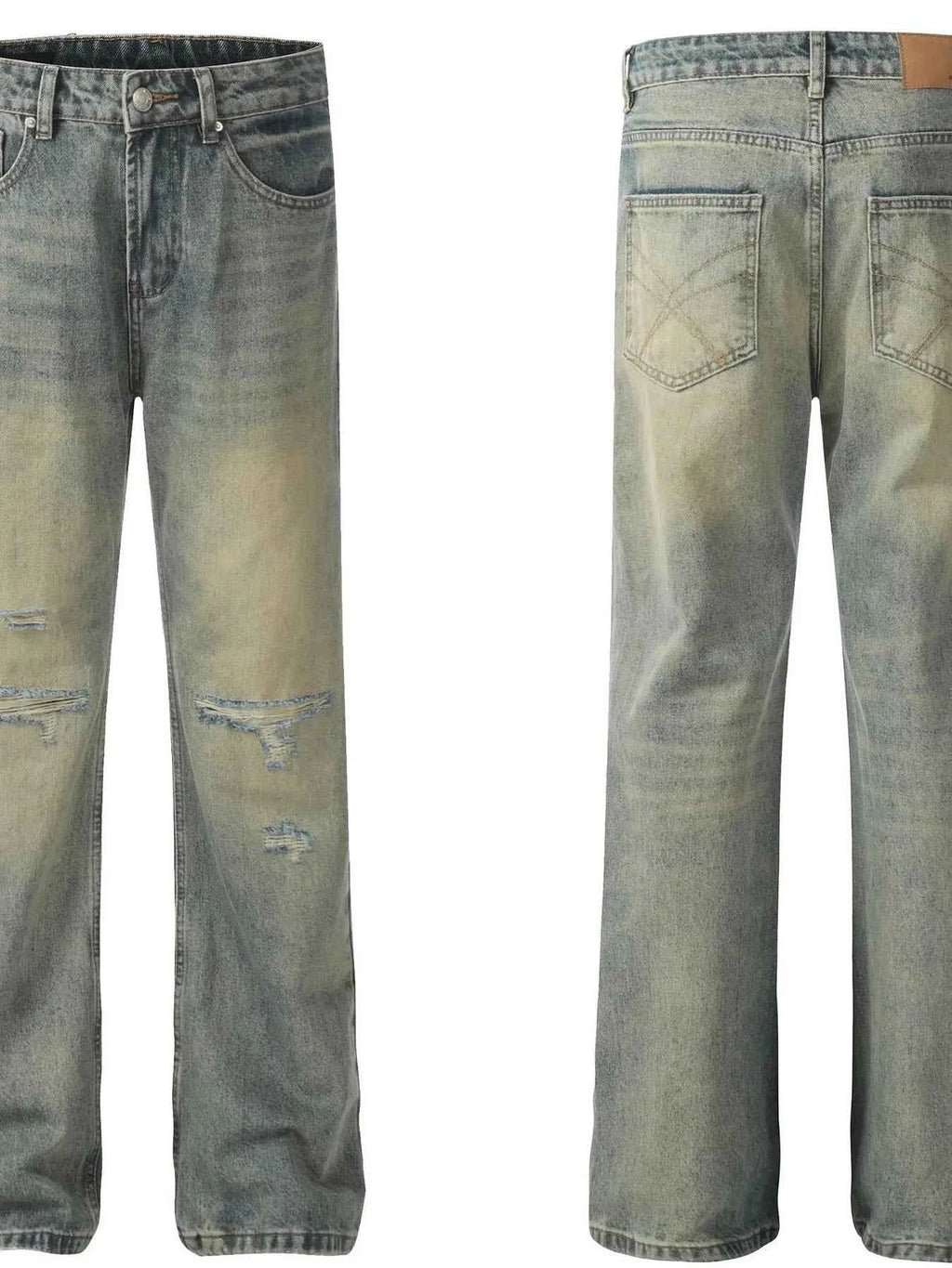 Men's Distressed Straight Leg Jeans