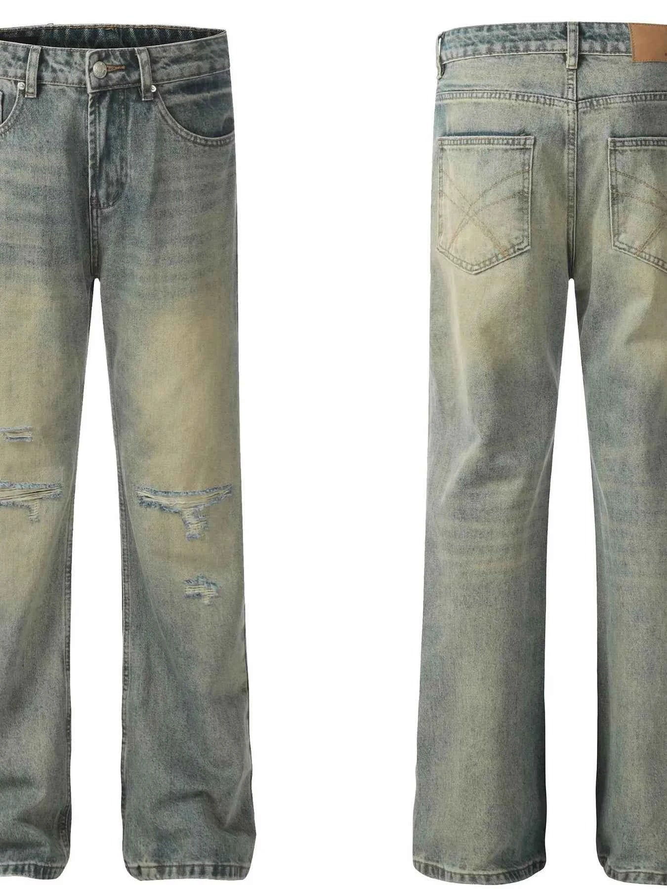 Men's Distressed Straight Leg Jeans