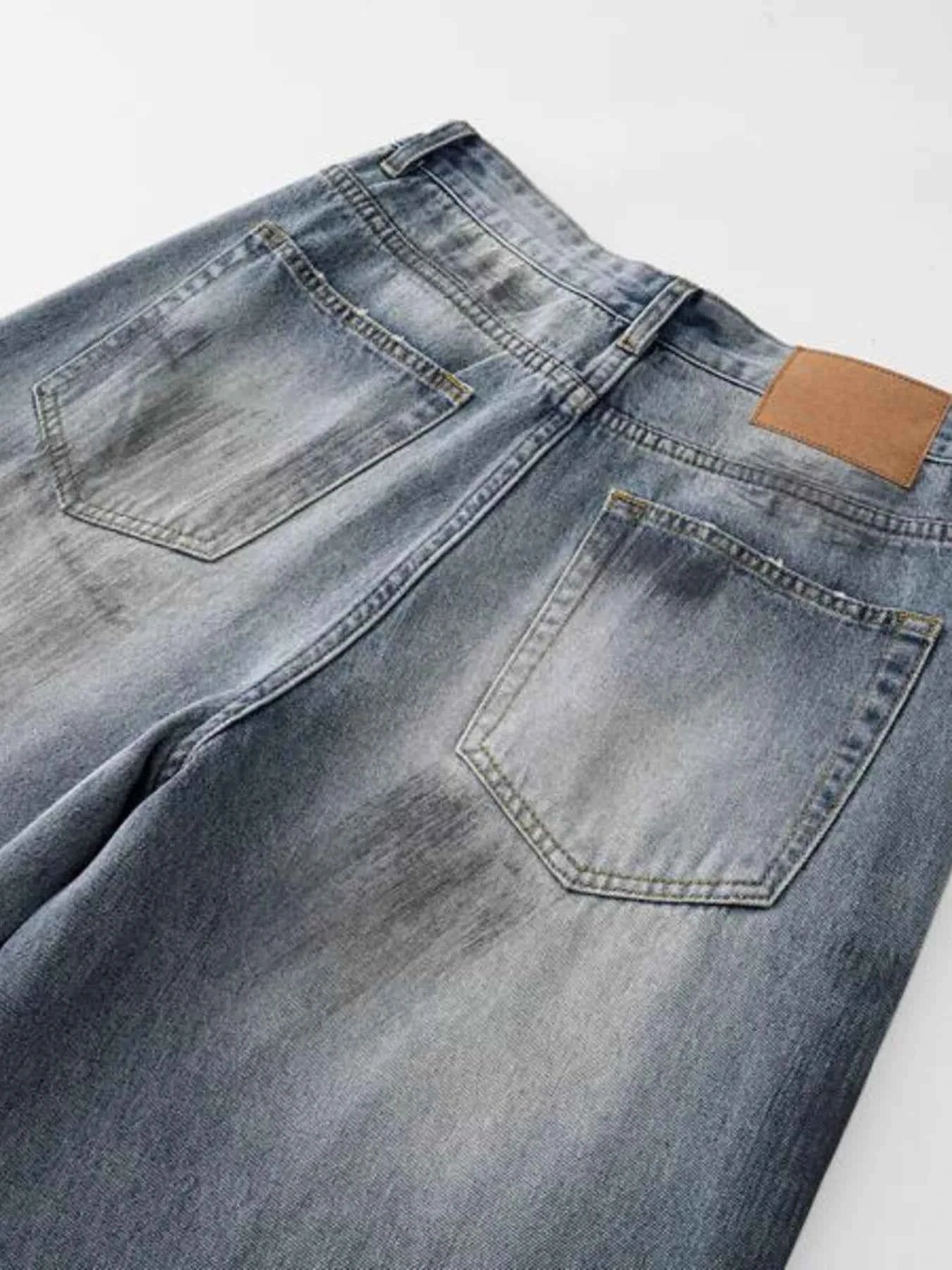 Men's Full Size Wash Wide Leg Jeans Plus Size