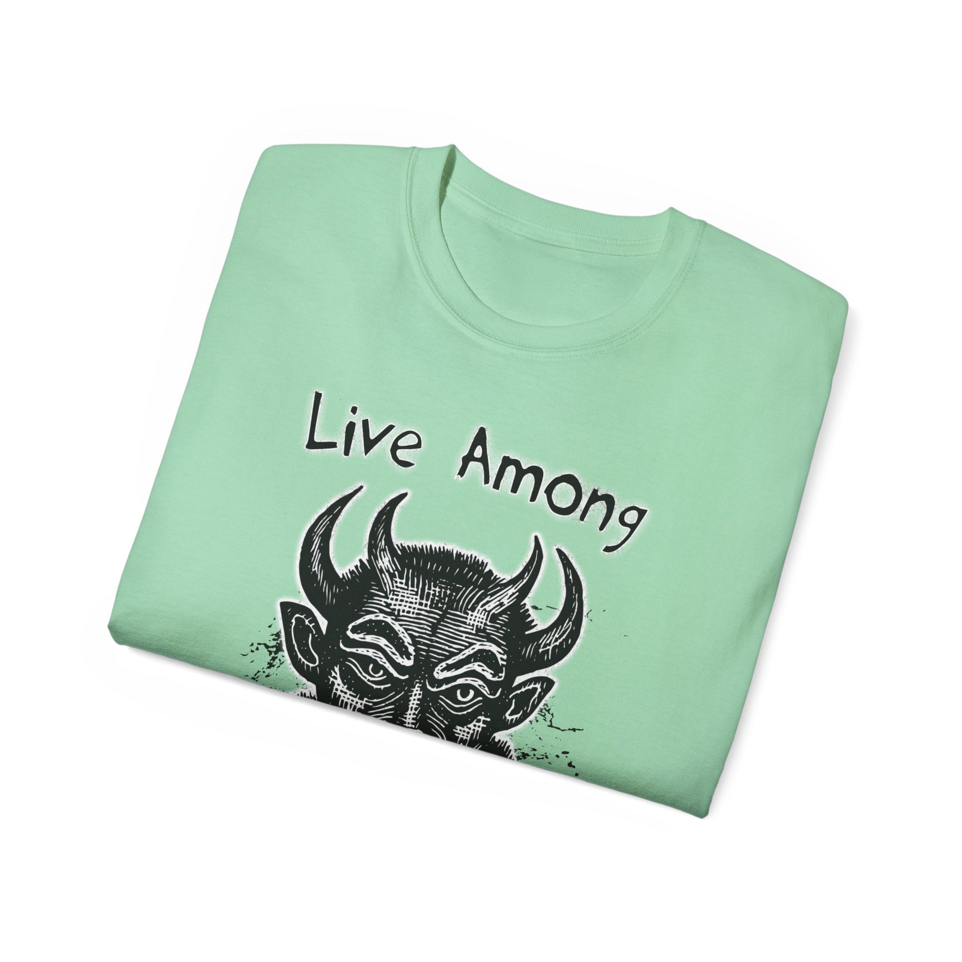 Live Among Demons - Unisex Cotton Tee (Front) - Damned Threads