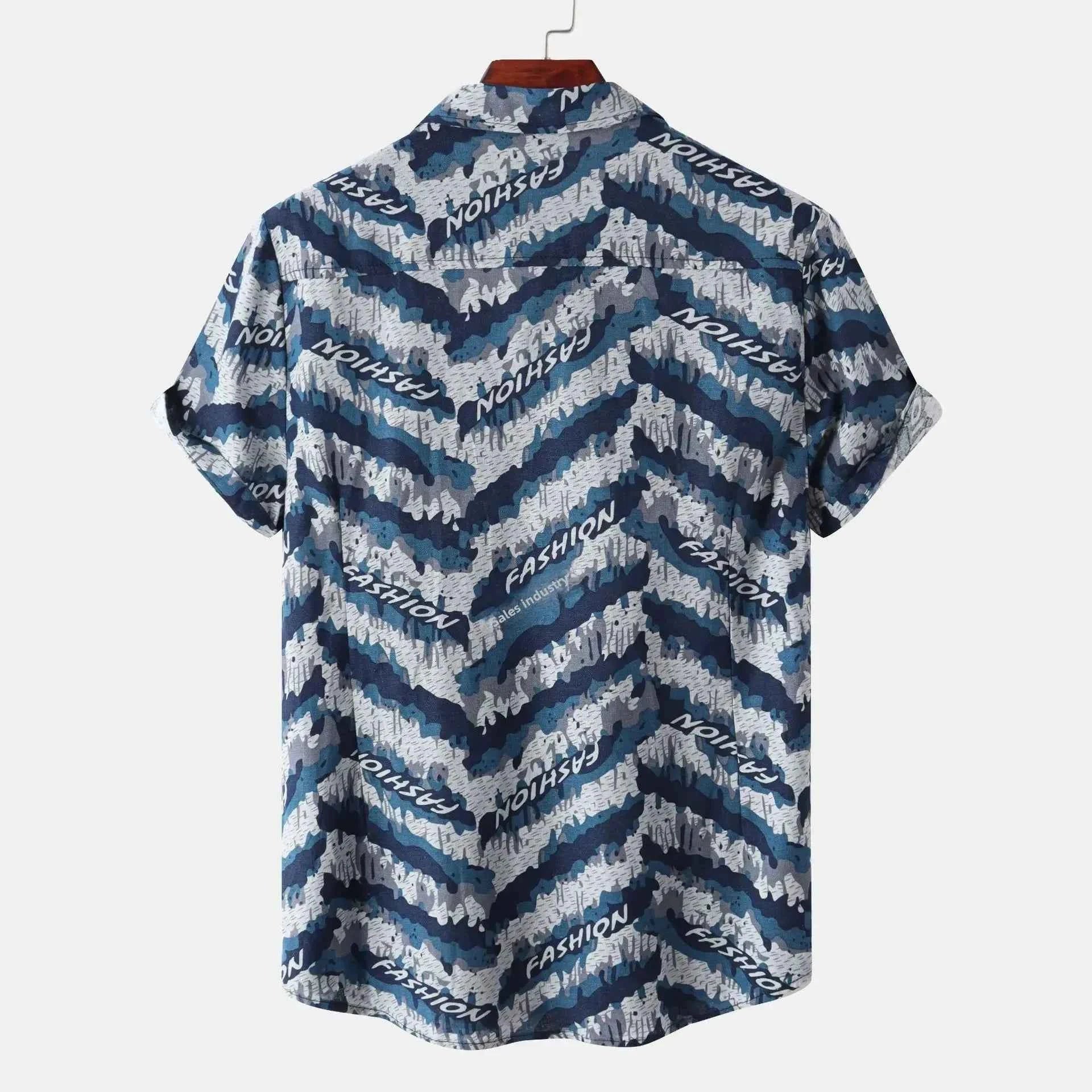 Men's Plus Size Printed Button Up Shirt