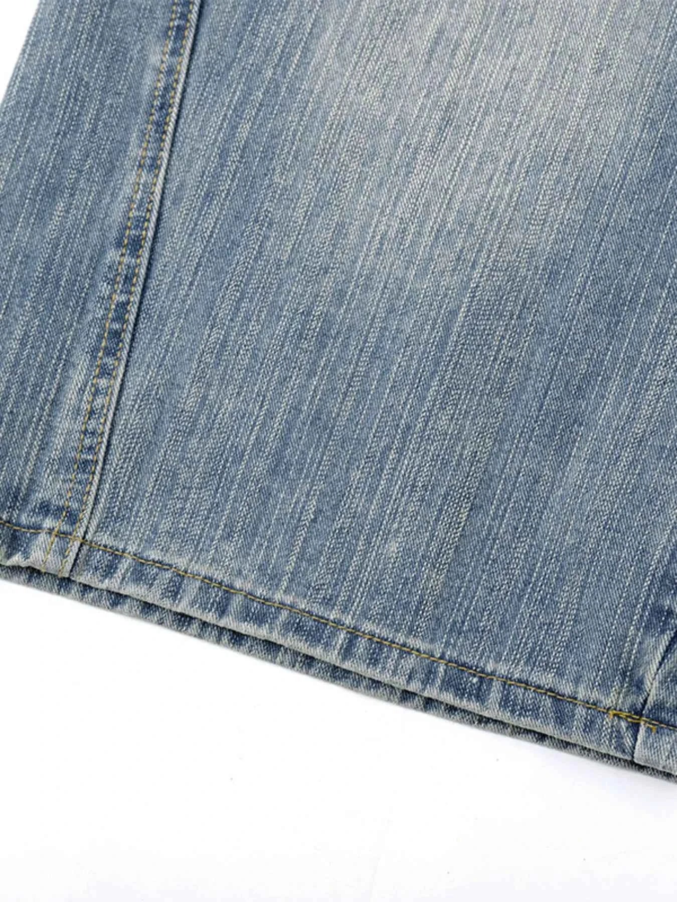Men's Washed Denim Bermuda Shorts with Curved Pocket Detail