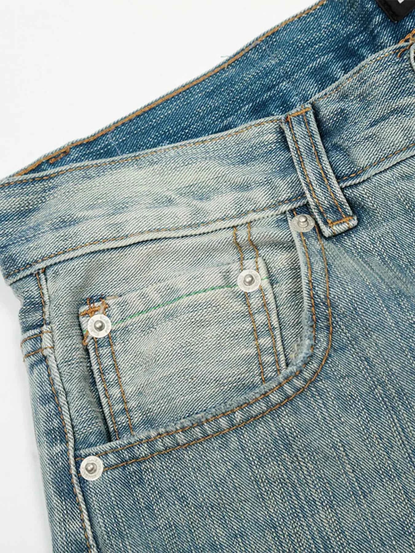 Men's High Waist Washed Curved Jeans