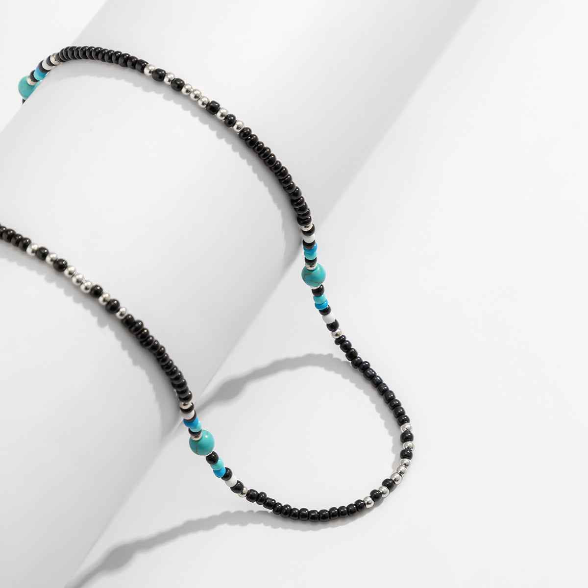 Turquoise & Black Bohemian Bead Design Necklace - Damned Threads