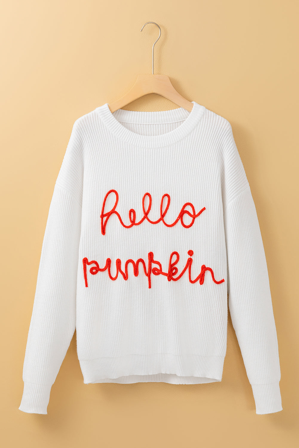 HELLO PUMPKIN Round Neck Long Sleeve Sweater - Damned Threads