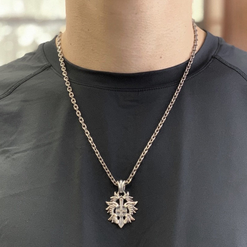 Inverted Cross & Flame Necklace - Damned Threads