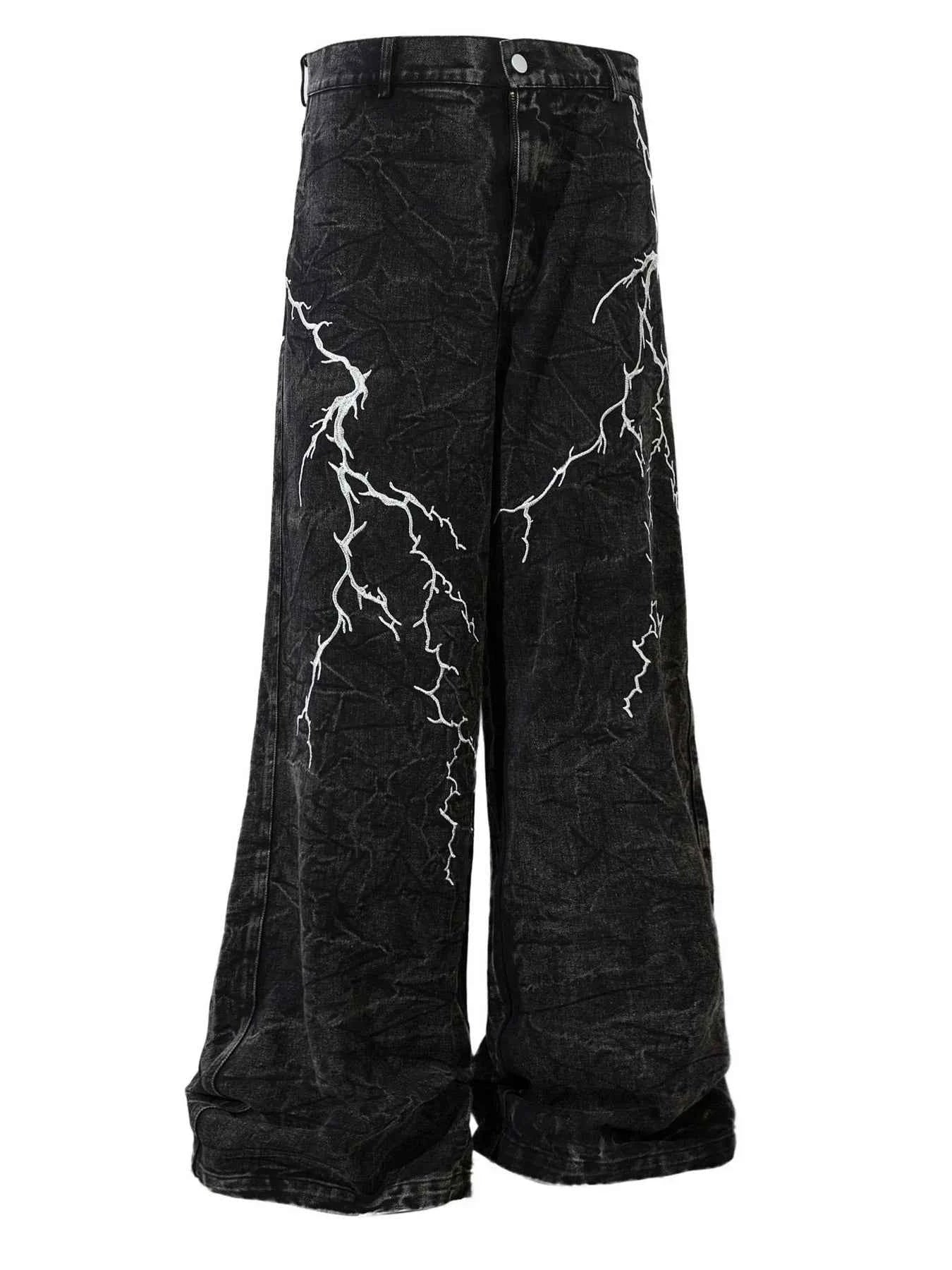 Men's Lightning Pattern Wide Leg Jeans