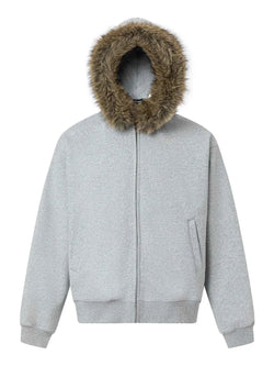 Men's Fur-Trimmed Zip-Up Hoodie